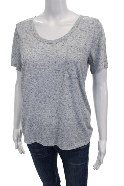 Club Monaco Women Basic T-Shirt Gray Scoop Neck Short Sleeve Polyester Size M