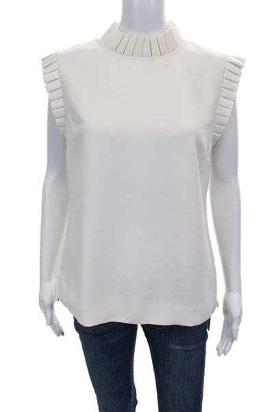Ted Baker London Women Blouse White High Neck Sleeveless Polyester Size 4