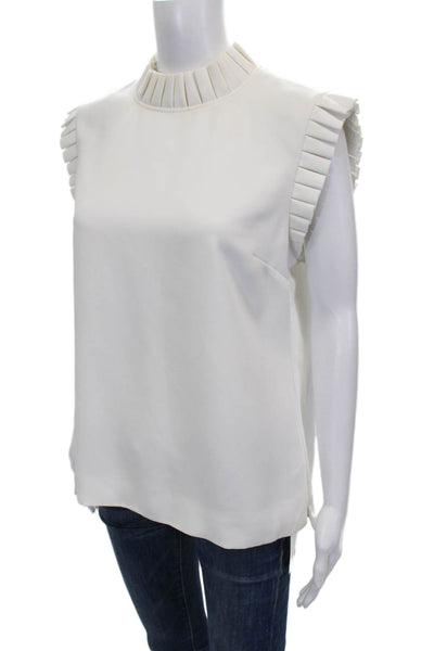 Ted Baker London Women Blouse White High Neck Sleeveless Polyester Size 4