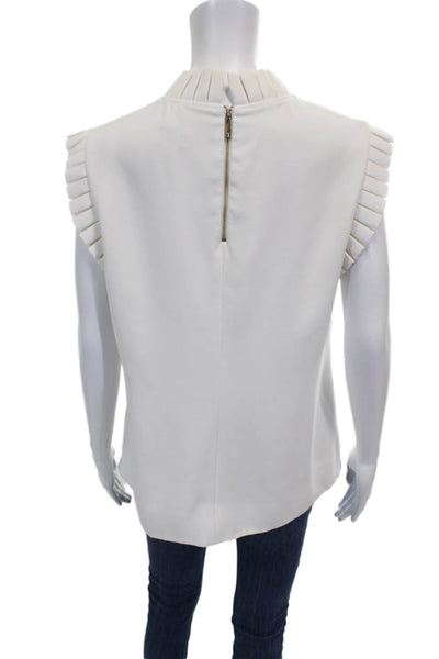 Ted Baker London Women Blouse White High Neck Sleeveless Polyester Size 4