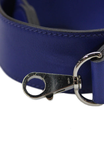 Hermes Women's Leather Handbag Strap Blue Size 27"