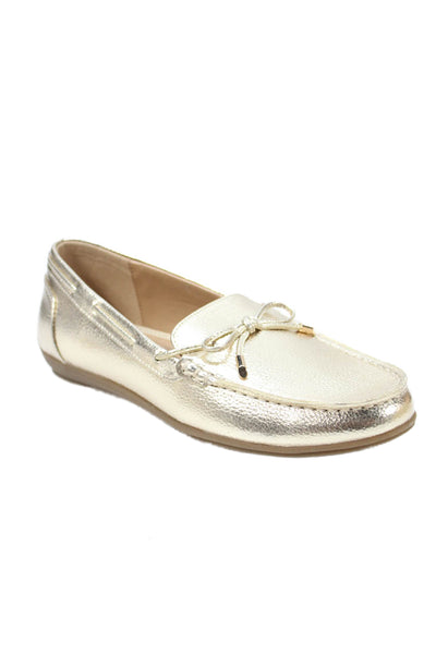 Kelly And Katie Women's Bow Round Toe Flat Slip-On Loafers Shoes Gold Size 9.5