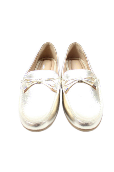 Kelly And Katie Women's Bow Round Toe Flat Slip-On Loafers Shoes Gold Size 9.5