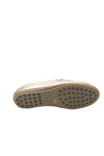 Kelly And Katie Women's Bow Round Toe Flat Slip-On Loafers Shoes Gold Size 9.5
