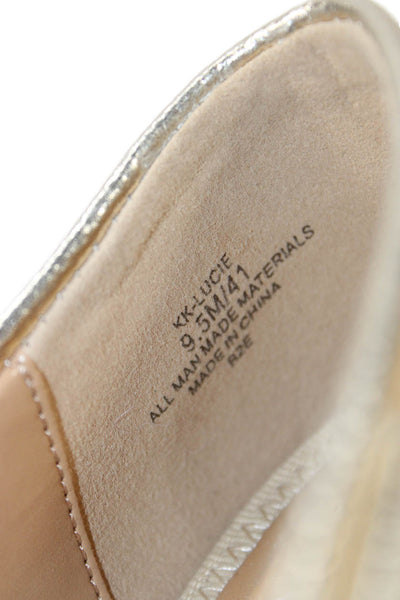 Kelly And Katie Women's Bow Round Toe Flat Slip-On Loafers Shoes Gold Size 9.5