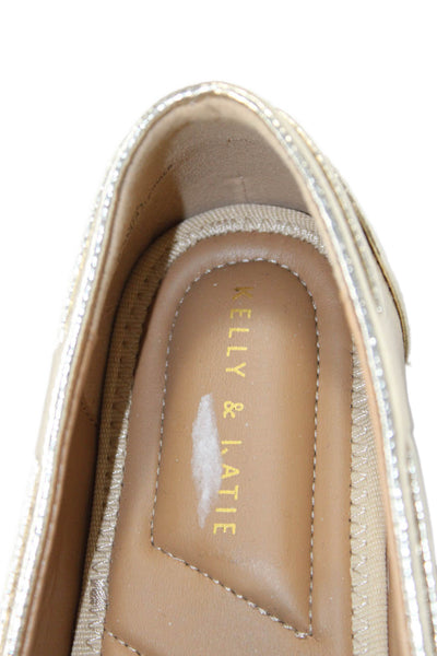 Kelly And Katie Women's Bow Round Toe Flat Slip-On Loafers Shoes Gold Size 9.5