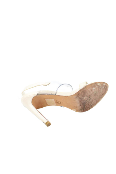 BCBG Max Azria Womens Leather Slingbacks Sandal Heels White Size 6.5 Medium