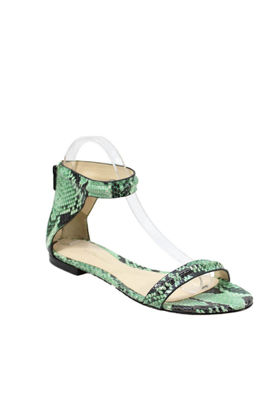 3.1 Phillip Lim Womens Snakeskin Print Ankle Strap Sandals Green Size 37 7