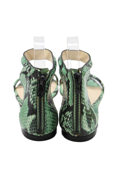 3.1 Phillip Lim Womens Snakeskin Print Ankle Strap Sandals Green Size 37 7