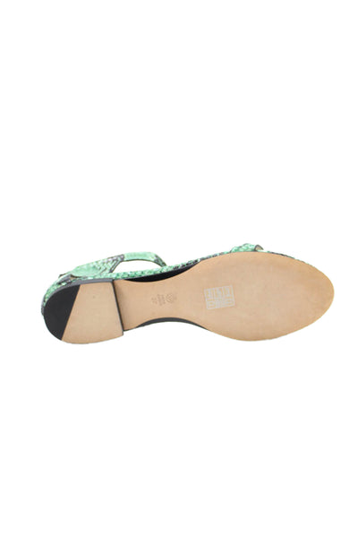 3.1 Phillip Lim Womens Snakeskin Print Ankle Strap Sandals Green Size 37 7
