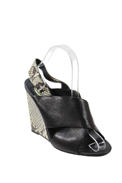 Ash Womens Leather Cross Strap Slingbacks Wedge Sandals Black Size 37 7