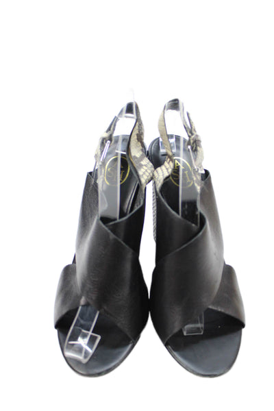 Ash Womens Leather Cross Strap Slingbacks Wedge Sandals Black Size 37 7