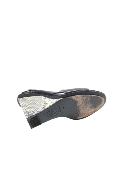 Ash Womens Leather Cross Strap Slingbacks Wedge Sandals Black Size 37 7