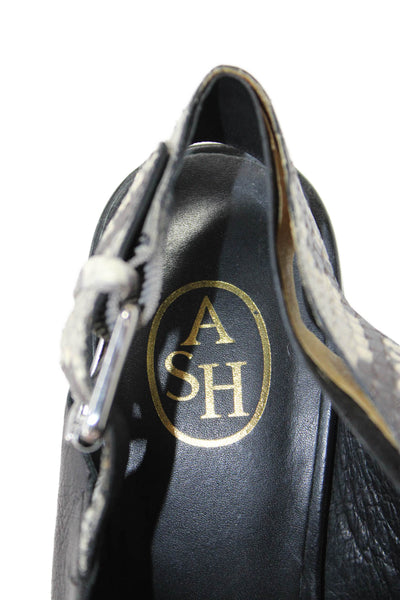 Ash Womens Leather Cross Strap Slingbacks Wedge Sandals Black Size 37 7