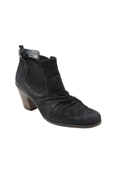 Paul Green Womens Side Zip Block Heel Suede Booties Black Size UK 8