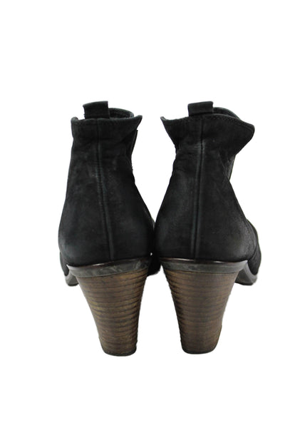 Paul Green Womens Side Zip Block Heel Suede Booties Black Size UK 8
