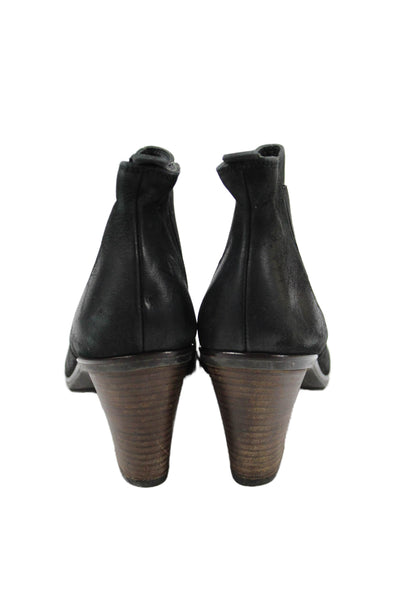 Paul Green Womens Slip On Block Heel Ruched Leather Booties Black Size UK 8