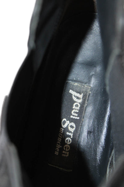 Paul Green Womens Slip On Block Heel Ruched Leather Booties Black Size UK 8