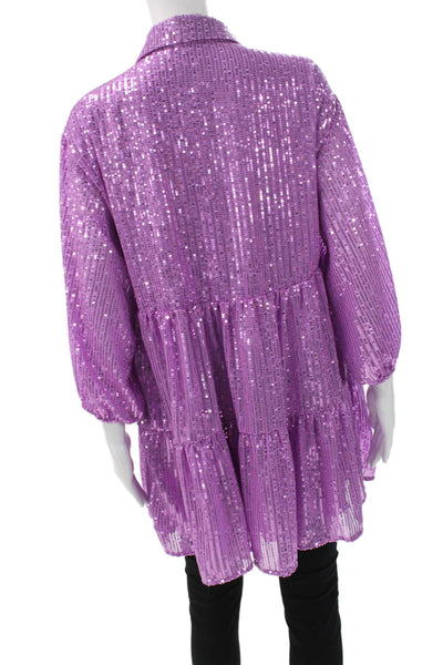 Maeve Anthropologie Womens Purple Collared Long Sleeve Shirt Dress Size PP