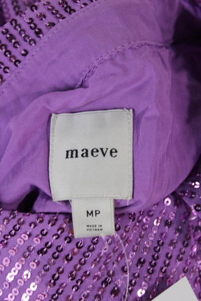Maeve Anthropologie Womens Purple Collared Long Sleeve Shirt Dress Size PP