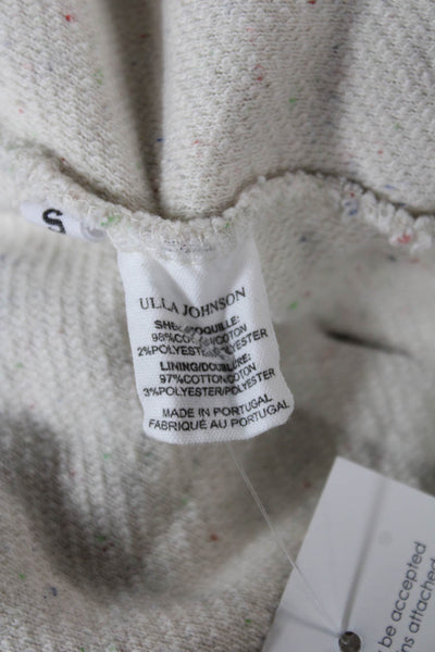 Ulla Johnson Women Ivory Cotton Pullover Sweater Crew Neck Long Sleeve Size S