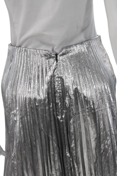 Balenciaga Women Pleated Skirt Silver Knee Length Polyester Size 36