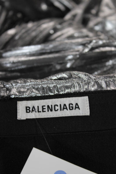 Balenciaga Women Pleated Skirt Silver Knee Length Polyester Size 36