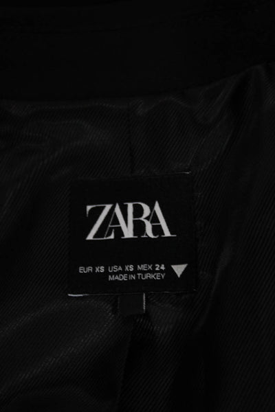 Zara Womens Jacket Black Polyester Button Long Sleeve Size XS