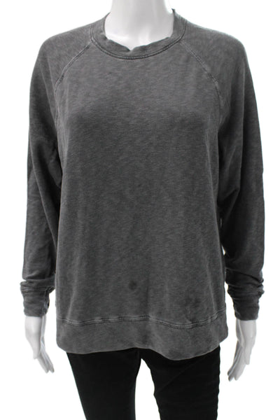 James Perse Womens Cotton Crew Neck Pullover Sweatshirt Gray Long Sleeve Size 0