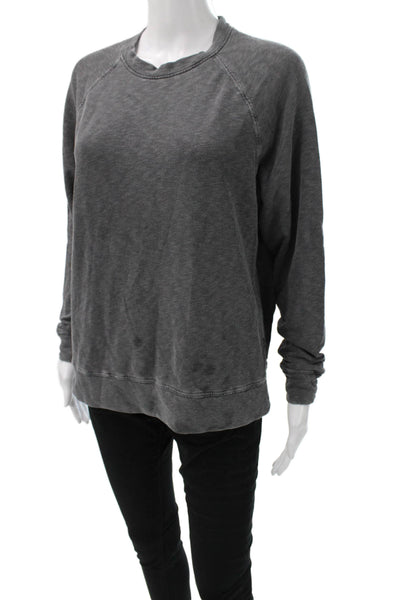 James Perse Womens Cotton Crew Neck Pullover Sweatshirt Gray Long Sleeve Size 0