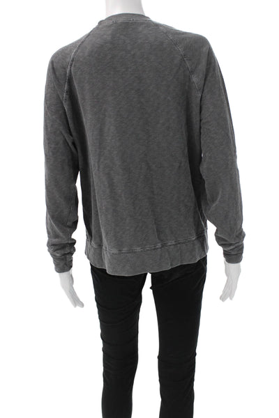 James Perse Womens Cotton Crew Neck Pullover Sweatshirt Gray Long Sleeve Size 0