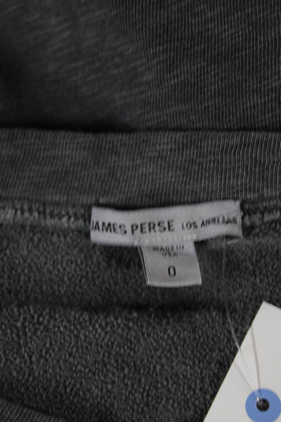 James Perse Womens Cotton Crew Neck Pullover Sweatshirt Gray Long Sleeve Size 0
