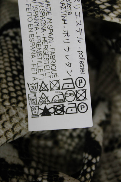 Zara Basic Womens A-Line Mini Skirt Beige Animal Print Polyester Tie Size M