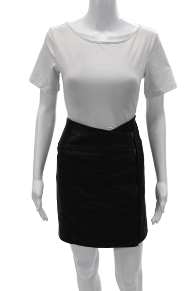 Rebecca Minkoff Women Leather Wrap Skirt Black Size 4