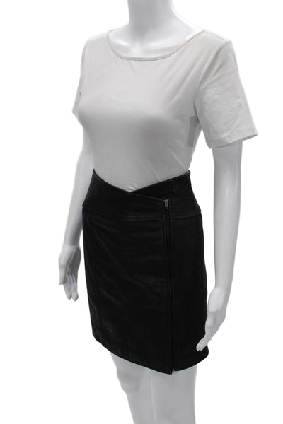 Rebecca Minkoff Women Leather Wrap Skirt Black Size 4