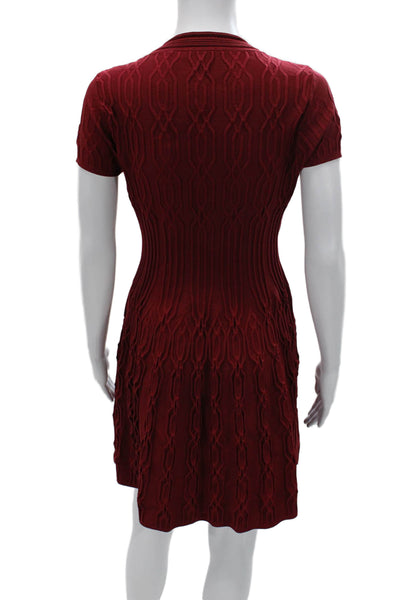 The Kooples Womens Fit & Flare Red Viscose Crew Neck Short Sleeve Dress Size XS