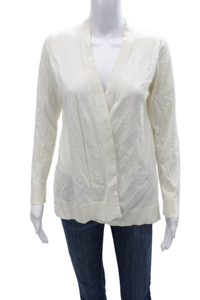 Broome Street Womens Ivory Cotton V-Neck Long Sleeve Cardigan Size S