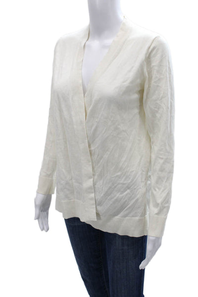 Broome Street Womens Ivory Cotton V-Neck Long Sleeve Cardigan Size S
