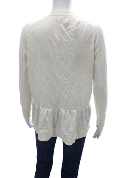 Broome Street Womens Ivory Cotton V-Neck Long Sleeve Cardigan Size S