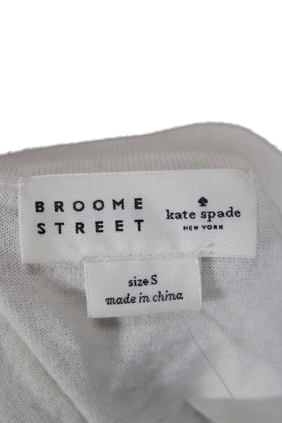 Broome Street Womens Ivory Cotton V-Neck Long Sleeve Cardigan Size S