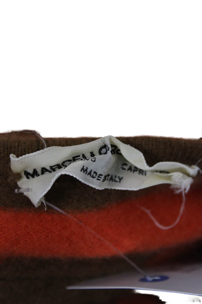 Marcello Rubinacci Mens Henley Cashmere Striped Sweater Orange 3/4 Size XS