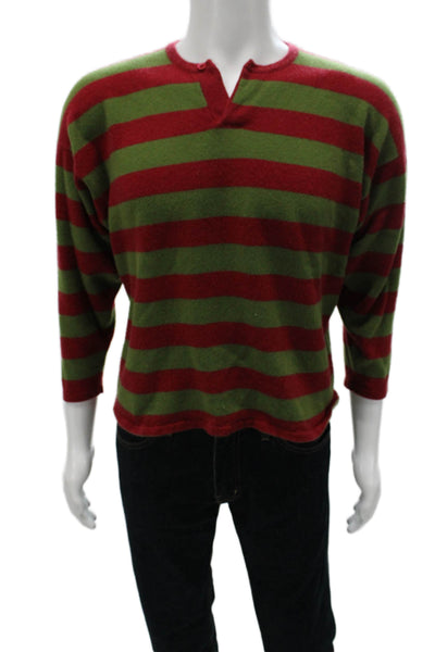 Marcello Rubinacci Mens Henley Sweater Red V-Neck Cashmere Blend Size S