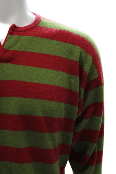 Marcello Rubinacci Mens Henley Sweater Red V-Neck Cashmere Blend Size S