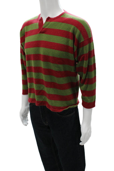 Marcello Rubinacci Mens Henley Sweater Red V-Neck Cashmere Blend Size S