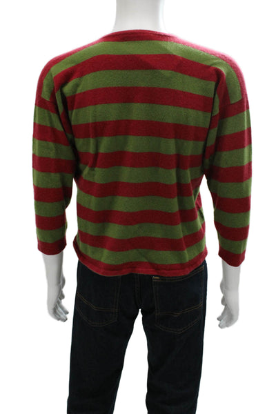 Marcello Rubinacci Mens Henley Sweater Red V-Neck Cashmere Blend Size S