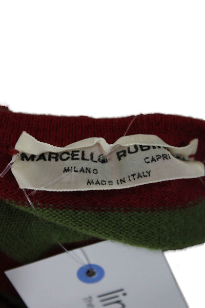 Marcello Rubinacci Mens Henley Sweater Red V-Neck Cashmere Blend Size S
