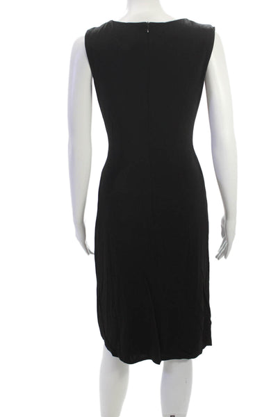 David Meister Women Sheath Dress Black V-Neck Knee Length Acetate Size 2
