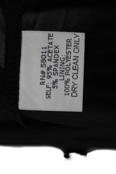 David Meister Women Sheath Dress Black V-Neck Knee Length Acetate Size 2