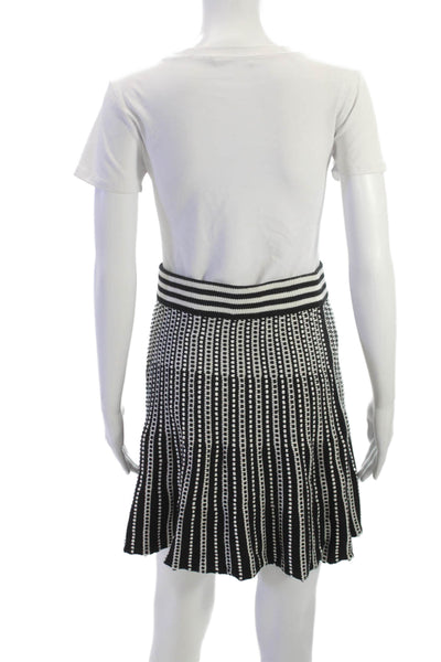 Catherine Malandrino Women Pleated Black Mini Skirt Geometric Cotton Size S