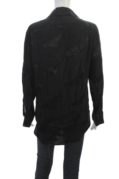 Sandro Paris Women Animal Print Viscose Long Sleeve Blouse Black Size 2